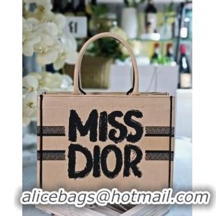 Classic Dior Medium Book Tote bag in Beige and Black Miss Dior Graffiti Embroidery D1287 2024