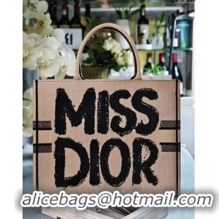 Buy Elegant Dior Large Book Tote bag in Beige and Black Miss Dior Graffiti Embroidery D1286 2024