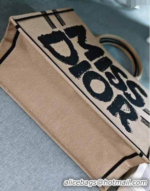 Buy Elegant Dior Large Book Tote bag in Beige and Black Miss Dior Graffiti Embroidery D1286 2024