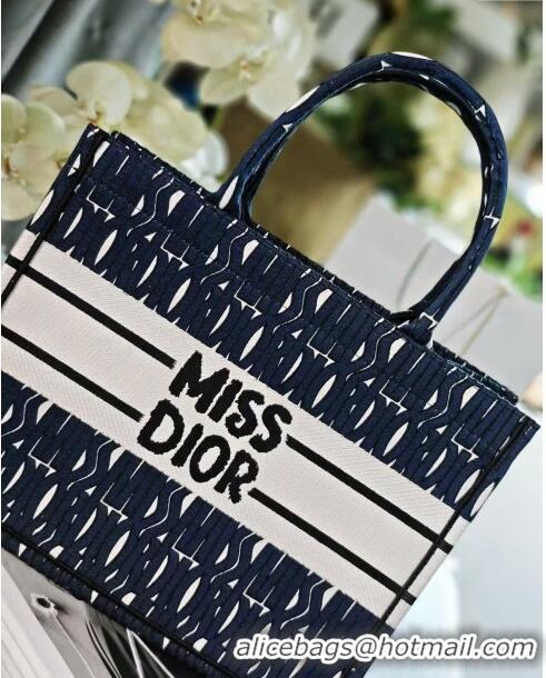 Discount Dior Medium Book Tote bag in Blue and White Miss Dior Allover Embroidery D1287 2024