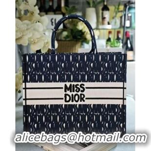 Cheap Price Dior Large Book Tote bag in Blue and White Miss Dior Allover Embroidery CD1286 2024