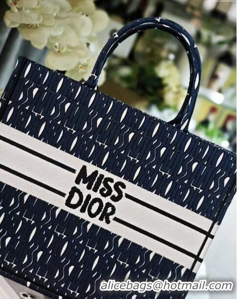 Cheap Price Dior Large Book Tote bag in Blue and White Miss Dior Allover Embroidery CD1286 2024