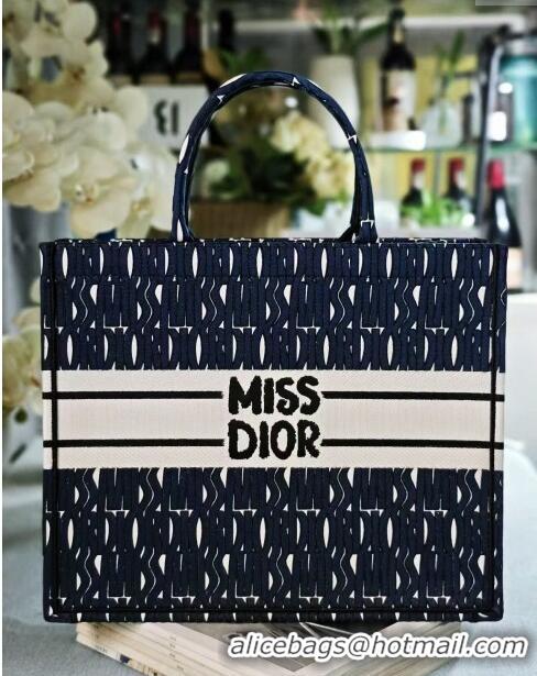 Cheap Price Dior Large Book Tote bag in Blue and White Miss Dior Allover Embroidery CD1286 2024