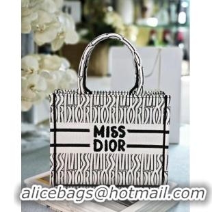 Spot Bulk Dior Small Book Tote bag in White and Black Miss Dior Allover Embroidery CD1286 2024