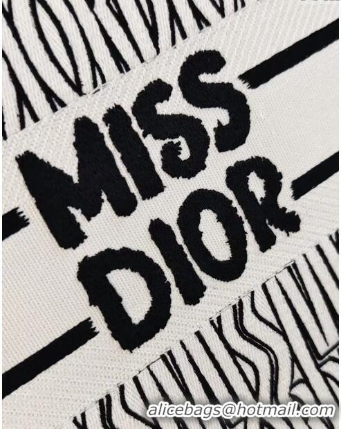 Top Quality Dior Medium Book Tote bag in White and Black Miss Dior Allover Embroidery D1286 2024