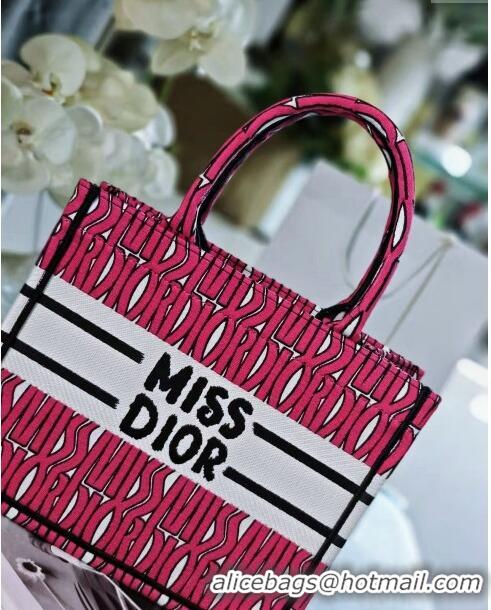 New Fashion Dior Small Book Tote Bag in Rosy and White Miss Dior Allover Embroidery CD1286 2024