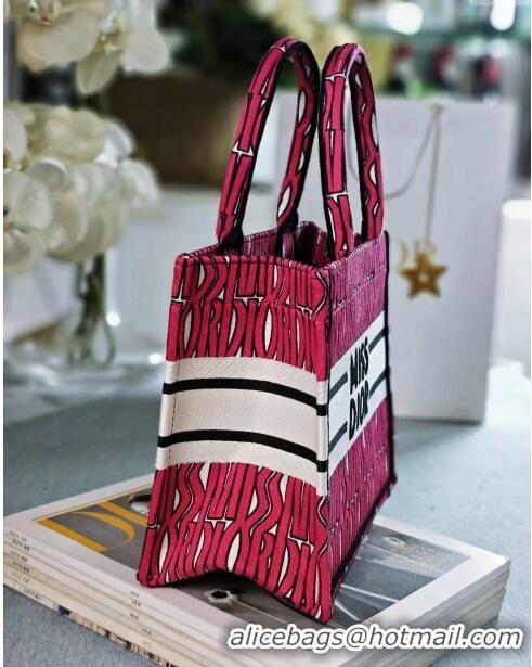 New Fashion Dior Small Book Tote Bag in Rosy and White Miss Dior Allover Embroidery CD1286 2024