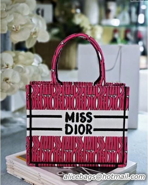 New Fashion Dior Small Book Tote Bag in Rosy and White Miss Dior Allover Embroidery CD1286 2024