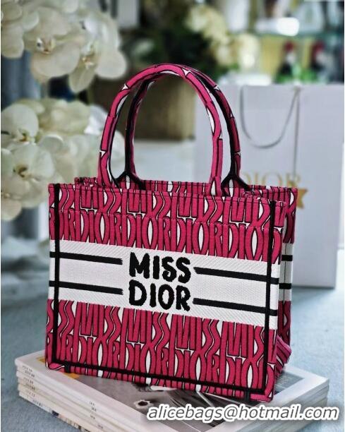 New Fashion Dior Small Book Tote Bag in Rosy and White Miss Dior Allover Embroidery CD1286 2024