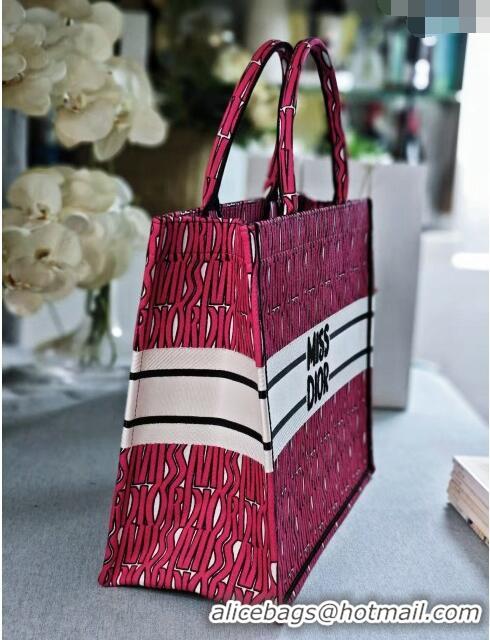 Market Sells Dior Large Book Tote Bag in Rosy and White Miss Dior Allover Embroidery CD1286 2024