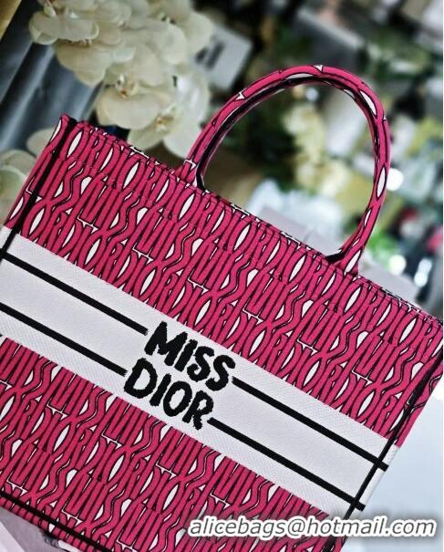 Market Sells Dior Large Book Tote Bag in Rosy and White Miss Dior Allover Embroidery CD1286 2024