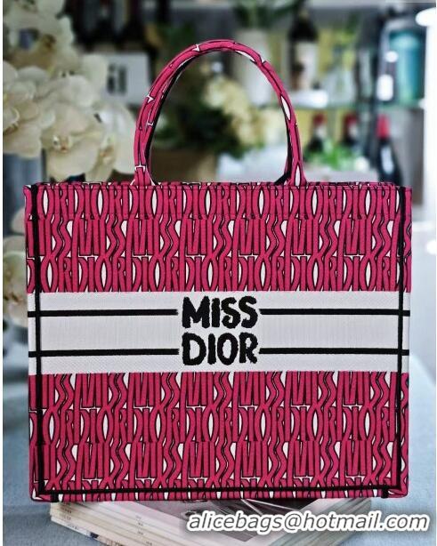 Market Sells Dior Large Book Tote Bag in Rosy and White Miss Dior Allover Embroidery CD1286 2024