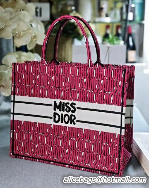 Market Sells Dior Large Book Tote Bag in Rosy and White Miss Dior Allover Embroidery CD1286 2024