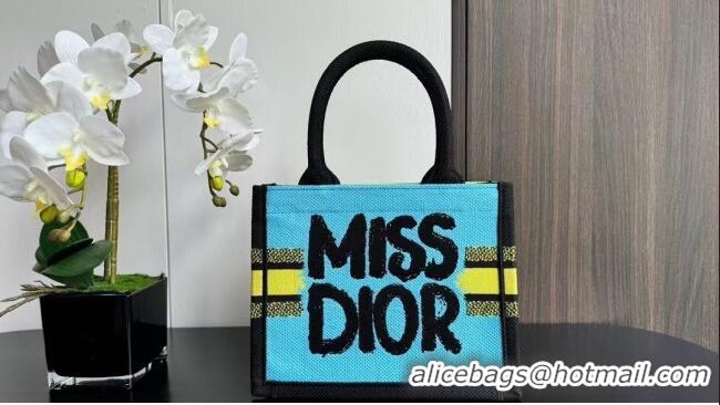 Buy Classic Dior Small Book Tote bag in Two-Tone Green and Blue Miss Dior Graffiti CD1286 2024