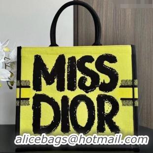 Original Cheap Dior Large Book Tote bag in Two-Tone Green and Blue Miss Dior Graffiti CD1286 2024