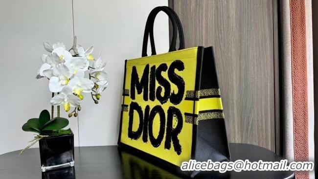 Original Cheap Dior Large Book Tote bag in Two-Tone Green and Blue Miss Dior Graffiti CD1286 2024