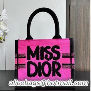 New Stylish Dior Small Book Tote bag in Two-Tone Fuchsia and Purple Miss Dior Graffiti Embroidery CD1286 2024