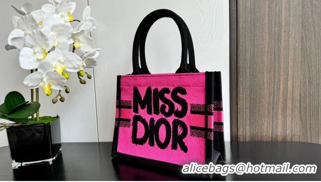 New Stylish Dior Small Book Tote bag in Two-Tone Fuchsia and Purple Miss Dior Graffiti Embroidery CD1286 2024