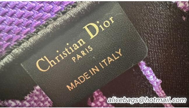 New Stylish Dior Small Book Tote bag in Two-Tone Fuchsia and Purple Miss Dior Graffiti Embroidery CD1286 2024