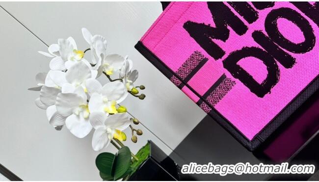 New Design Dior Medium Book Tote bag in Two-Tone Fuchsia and Purple Miss Dior Graffiti Embroidery D1286 2024