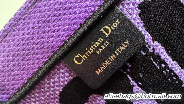 New Design Dior Medium Book Tote bag in Two-Tone Fuchsia and Purple Miss Dior Graffiti Embroidery D1286 2024