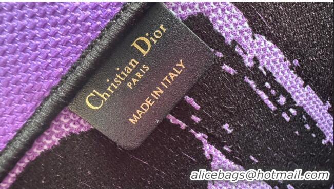 New Product Dior Large Book Tote bag in Two-Tone Fuchsia and Purple Miss Dior Graffiti Embroidery CD1286 2024