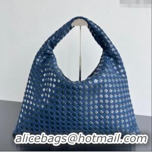 Best Inexpensive Bottega Veneta Large Hop Hobo Bag in Intrecciato Leather and Denim 795949 Abyss/Indigo Blue 2024