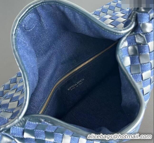 Best Inexpensive Bottega Veneta Large Hop Hobo Bag in Intrecciato Leather and Denim 795949 Abyss/Indigo Blue 2024