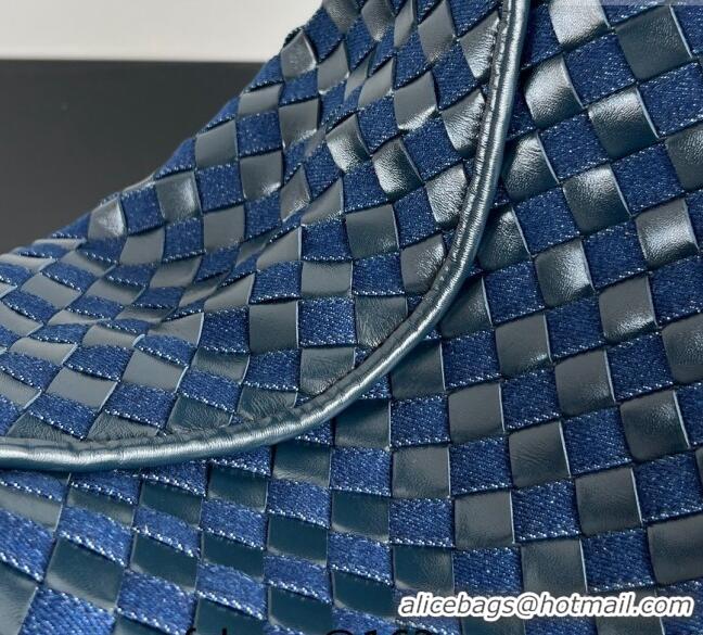 Best Inexpensive Bottega Veneta Large Hop Hobo Bag in Intrecciato Leather and Denim 795949 Abyss/Indigo Blue 2024