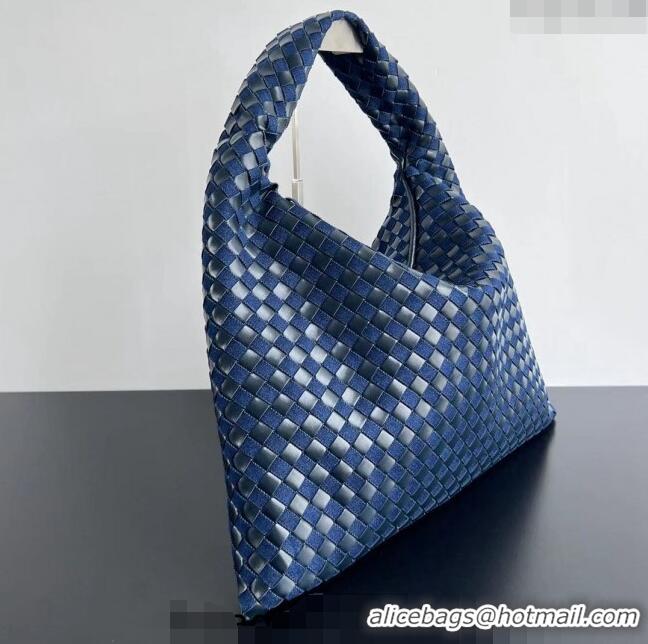 Best Inexpensive Bottega Veneta Large Hop Hobo Bag in Intrecciato Leather and Denim 795949 Abyss/Indigo Blue 2024