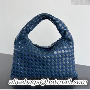 Shop Discount Bottega Veneta Small Hop Hobo Bag in Intrecciato Leather and Denim 789028 Abyss/Indigo Blue 2024