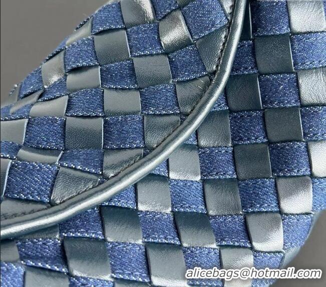 Shop Discount Bottega Veneta Small Hop Hobo Bag in Intrecciato Leather and Denim 789028 Abyss/Indigo Blue 2024