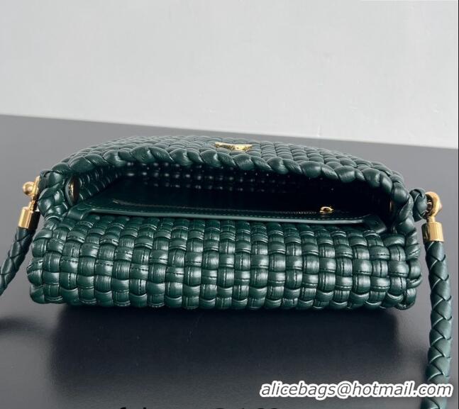 Grade Quality Bottega Veneta Swing Top Handle Bag in Intrecciato Leather 764073 Inkwell Green 2024