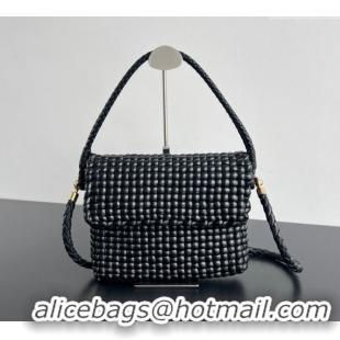 Buy Classic Bottega Veneta Swing Top Handle Bag in Intrecciato Leather 764073 Black 2024