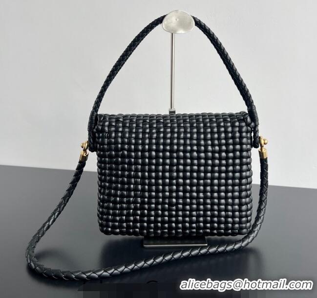 Buy Classic Bottega Veneta Swing Top Handle Bag in Intrecciato Leather 764073 Black 2024