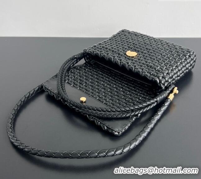 Buy Classic Bottega Veneta Swing Top Handle Bag in Intrecciato Leather 764073 Black 2024