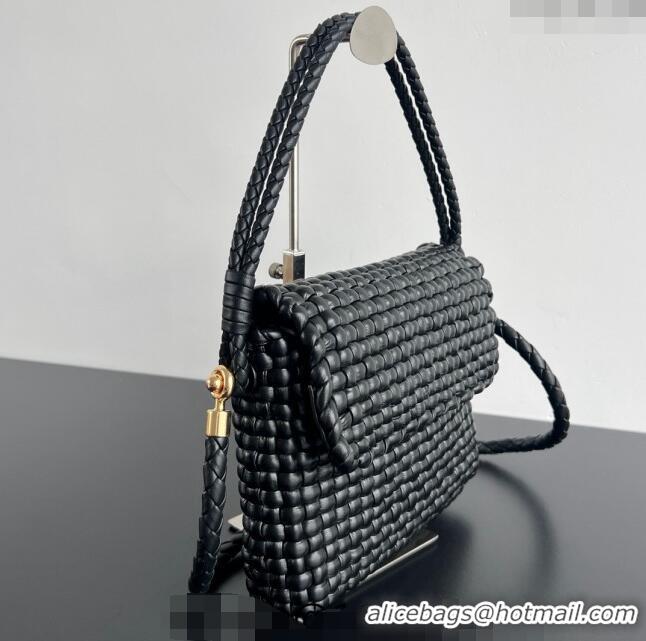 Buy Classic Bottega Veneta Swing Top Handle Bag in Intrecciato Leather 764073 Black 2024