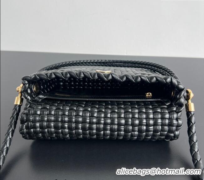 Buy Classic Bottega Veneta Swing Top Handle Bag in Intrecciato Leather 764073 Black 2024