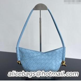 Most Popular Bottega Veneta Mini Solstice Shoulder Bag in Intrecciato Leather 796378 Ice Blue 2024