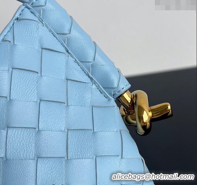 Most Popular Bottega Veneta Mini Solstice Shoulder Bag in Intrecciato Leather 796378 Ice Blue 2024