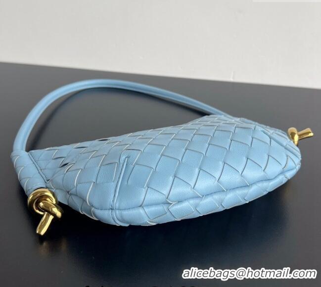 Most Popular Bottega Veneta Mini Solstice Shoulder Bag in Intrecciato Leather 796378 Ice Blue 2024