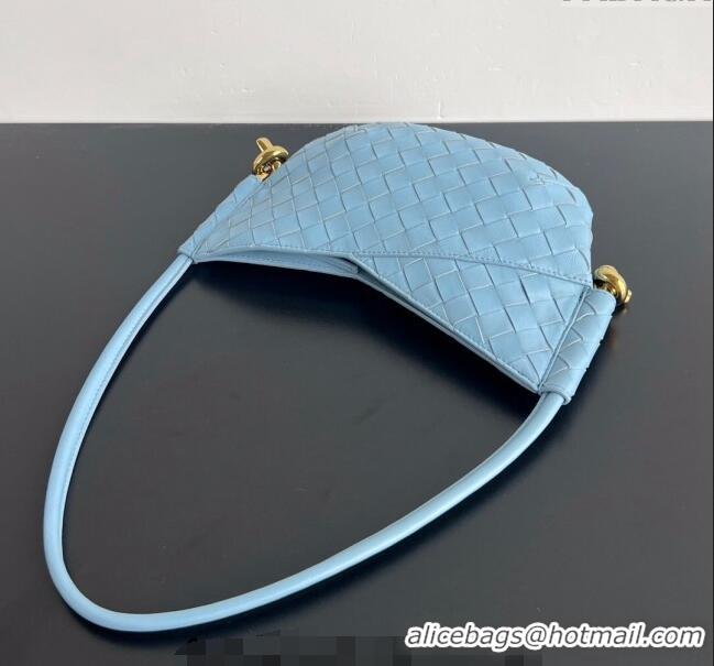 Most Popular Bottega Veneta Mini Solstice Shoulder Bag in Intrecciato Leather 796378 Ice Blue 2024