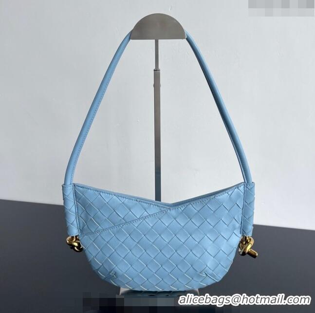 Most Popular Bottega Veneta Mini Solstice Shoulder Bag in Intrecciato Leather 796378 Ice Blue 2024