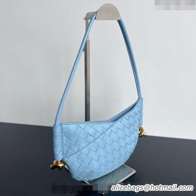 Most Popular Bottega Veneta Mini Solstice Shoulder Bag in Intrecciato Leather 796378 Ice Blue 2024