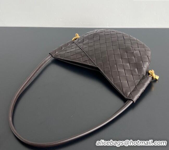 Sumptuous Cheap Bottega Veneta Mini Solstice Shoulder Bag in Intrecciato Leather 796378 Fondant Brown 2024