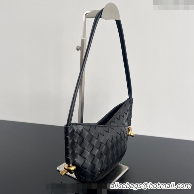 Market Sells Bottega Veneta Mini Solstice Shoulder Bag in Intrecciato Leather 796378 Black 2024