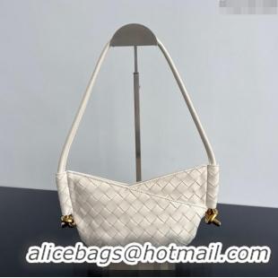 Best Quality Bottega Veneta Mini Solstice Shoulder Bag in Intrecciato Leather Sea salt 796378 White 2024