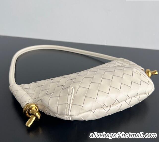 Best Quality Bottega Veneta Mini Solstice Shoulder Bag in Intrecciato Leather Sea salt 796378 White 2024