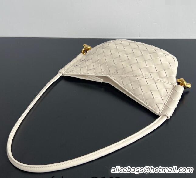 Best Quality Bottega Veneta Mini Solstice Shoulder Bag in Intrecciato Leather Sea salt 796378 White 2024