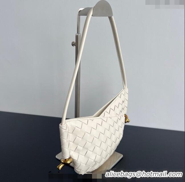 Best Quality Bottega Veneta Mini Solstice Shoulder Bag in Intrecciato Leather Sea salt 796378 White 2024